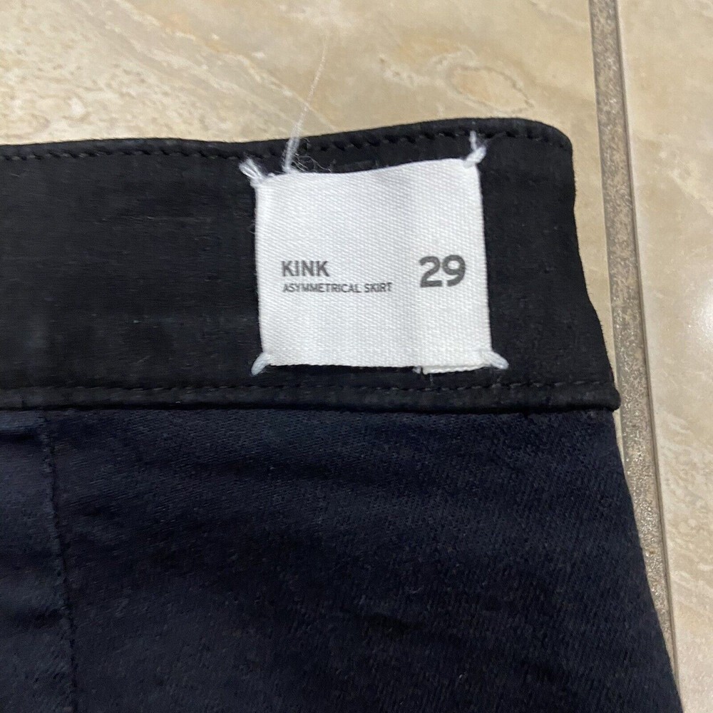 Hudson Lamb Nubuck Leather Black Denim Asymetrical Kink Mini Skirt Size 28 $415 - Picture 4 of 6
